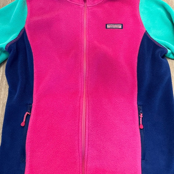 Vineyard Vines color block full zip fleece jacket/pink & purple-Women’s size med - Picture 3 of 10